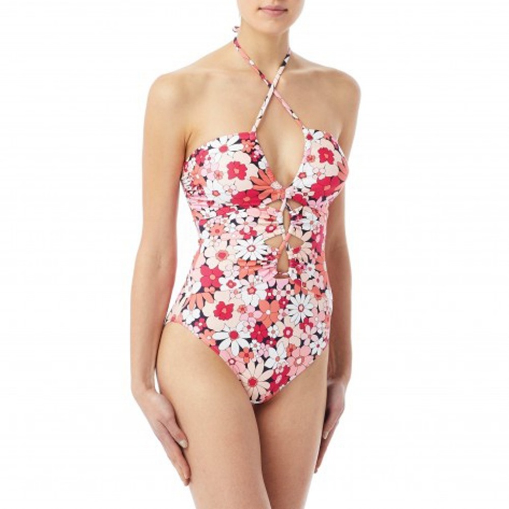 Michael Kors Floral Keyhole Halter One-Piece , 4 - Picture 4 of 4